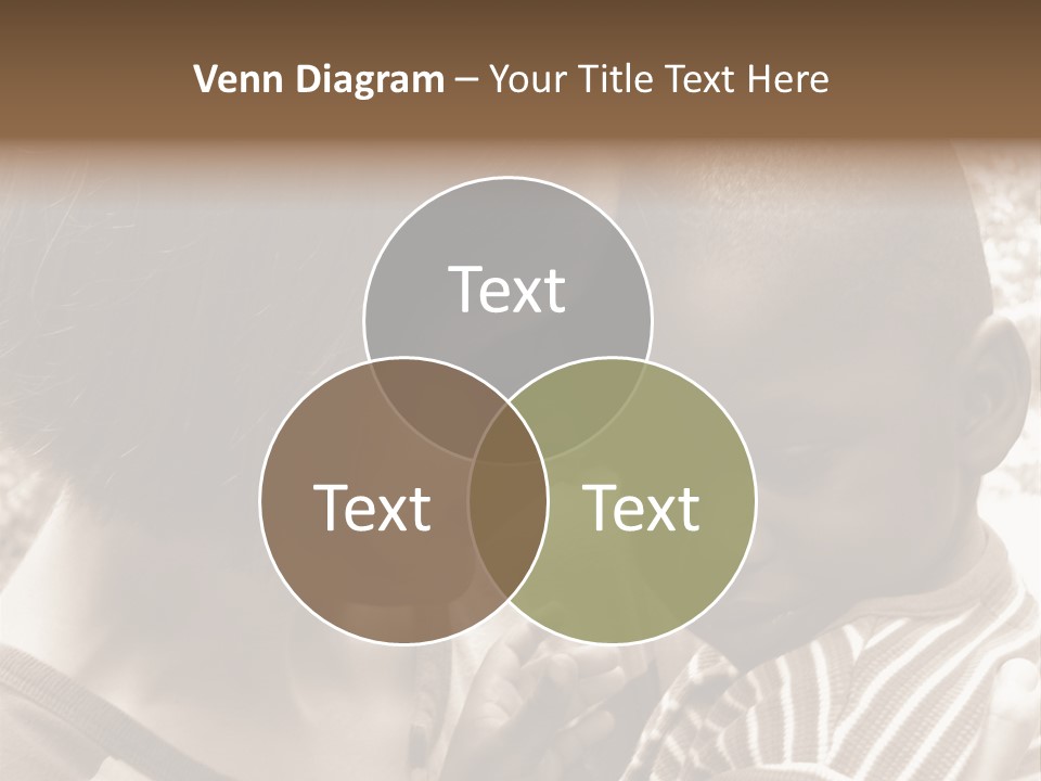 African American Baby Boy With Young Caucasian Woman. Sepia Tone Image. PowerPoint Template