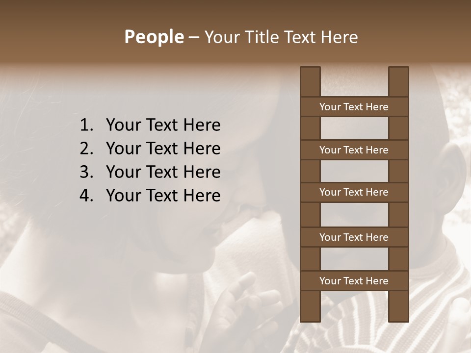 African American Baby Boy With Young Caucasian Woman. Sepia Tone Image. PowerPoint Template