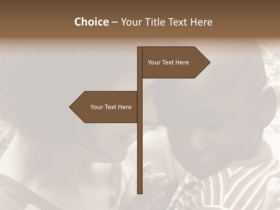 African American Baby Boy With Young Caucasian Woman. Sepia Tone Image. PowerPoint Template