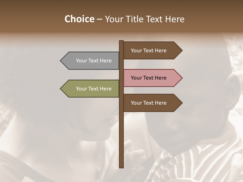 African American Baby Boy With Young Caucasian Woman. Sepia Tone Image. PowerPoint Template