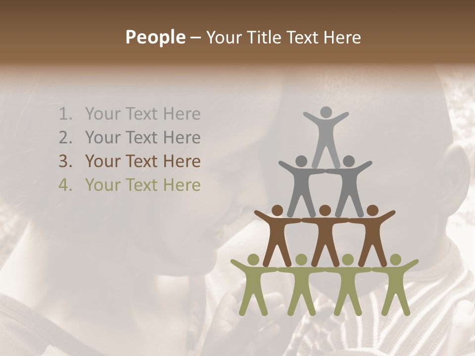 African American Baby Boy With Young Caucasian Woman. Sepia Tone Image. PowerPoint Template