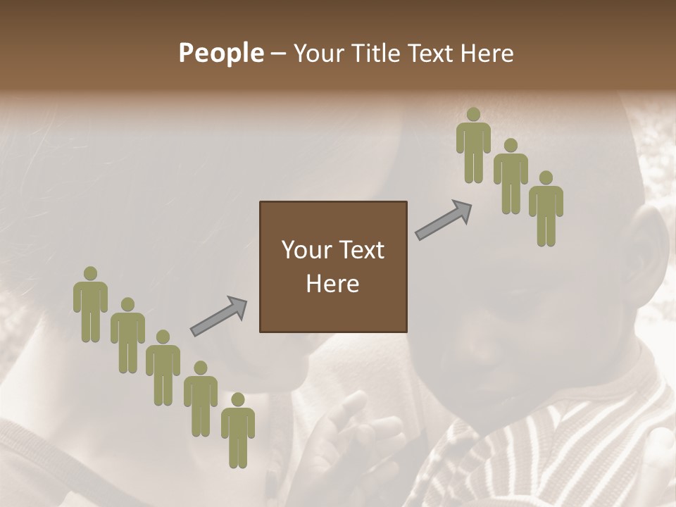 African American Baby Boy With Young Caucasian Woman. Sepia Tone Image. PowerPoint Template