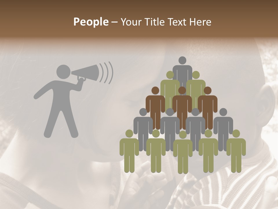 African American Baby Boy With Young Caucasian Woman. Sepia Tone Image. PowerPoint Template