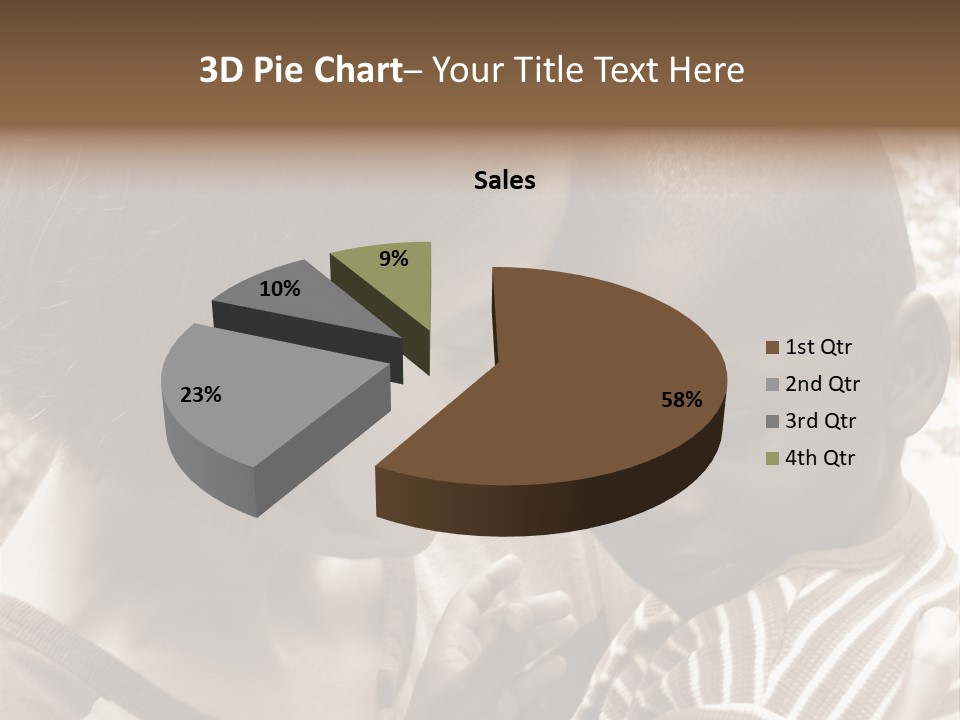 African American Baby Boy With Young Caucasian Woman. Sepia Tone Image. PowerPoint Template
