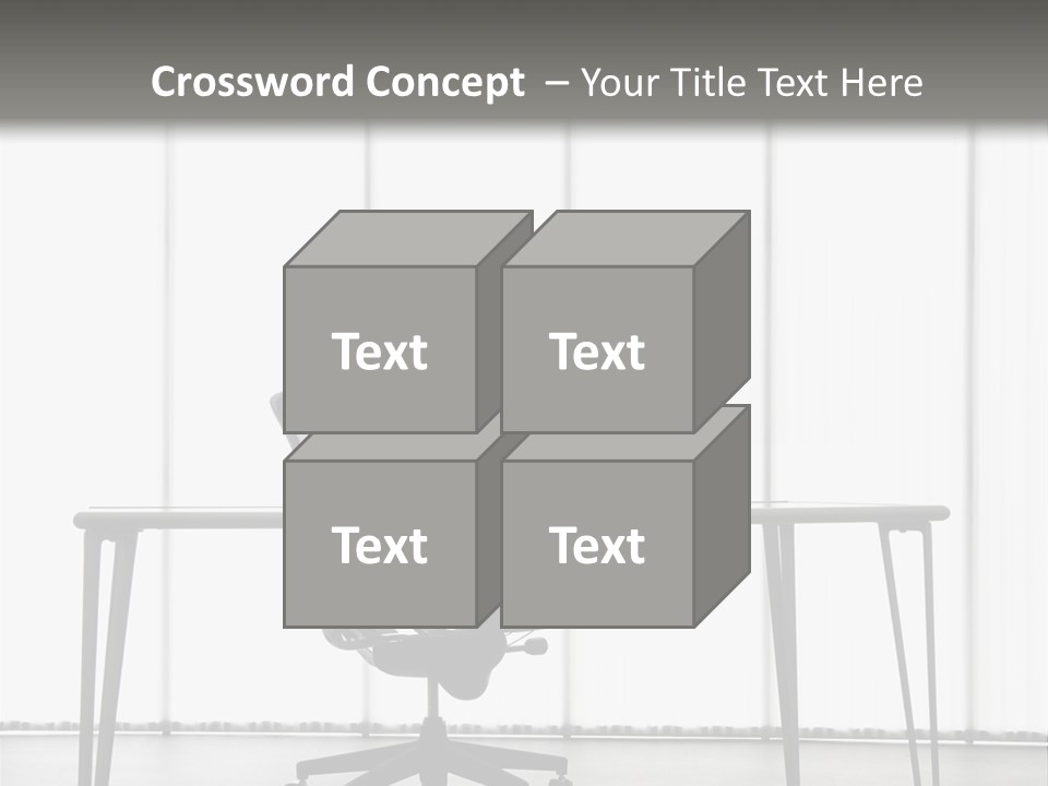 Still Life Shot Of Computer Monitor And Keyboard With Office Chair. PowerPoint Template