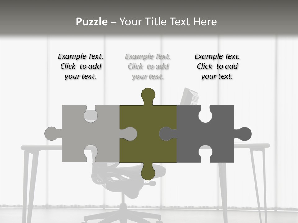 Still Life Shot Of Computer Monitor And Keyboard With Office Chair. PowerPoint Template