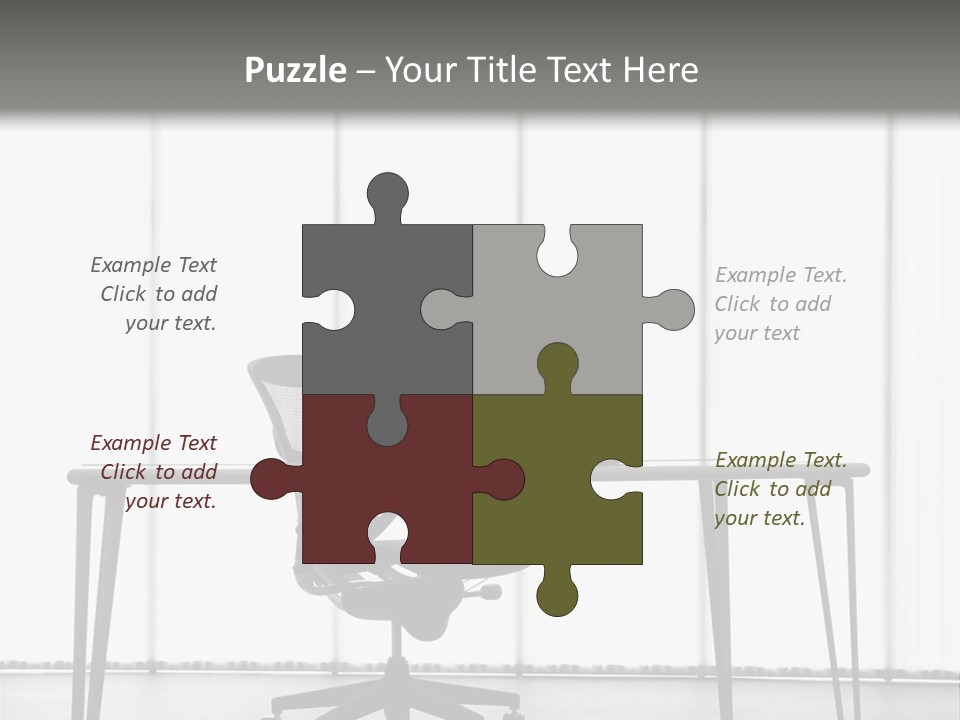 Still Life Shot Of Computer Monitor And Keyboard With Office Chair. PowerPoint Template