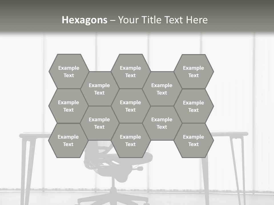 Still Life Shot Of Computer Monitor And Keyboard With Office Chair. PowerPoint Template