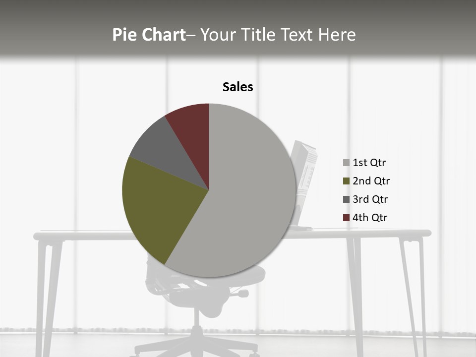 Still Life Shot Of Computer Monitor And Keyboard With Office Chair. PowerPoint Template