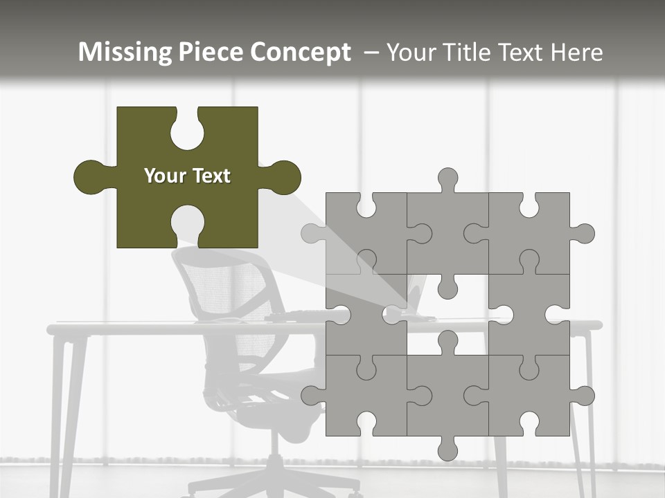 Still Life Shot Of Computer Monitor And Keyboard With Office Chair. PowerPoint Template