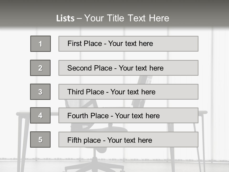 Still Life Shot Of Computer Monitor And Keyboard With Office Chair. PowerPoint Template
