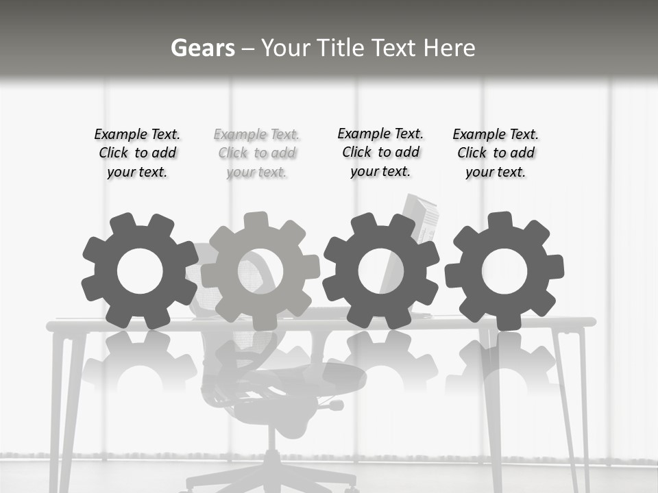 Still Life Shot Of Computer Monitor And Keyboard With Office Chair. PowerPoint Template