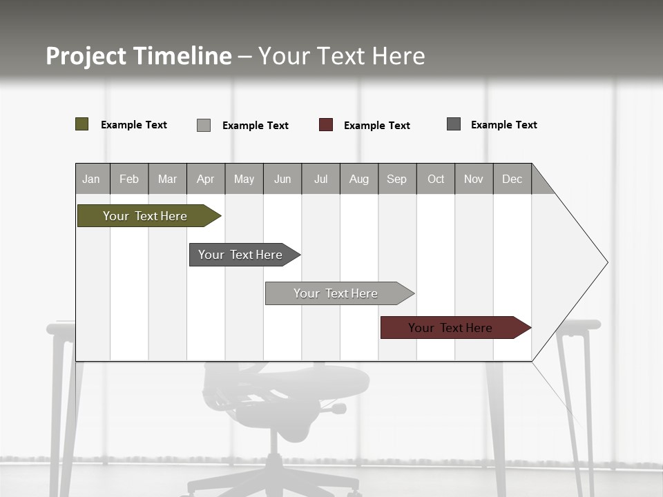 Still Life Shot Of Computer Monitor And Keyboard With Office Chair. PowerPoint Template