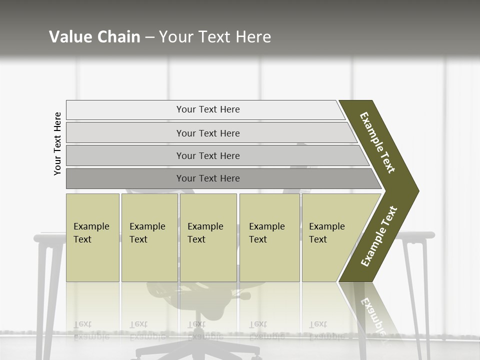 Still Life Shot Of Computer Monitor And Keyboard With Office Chair. PowerPoint Template