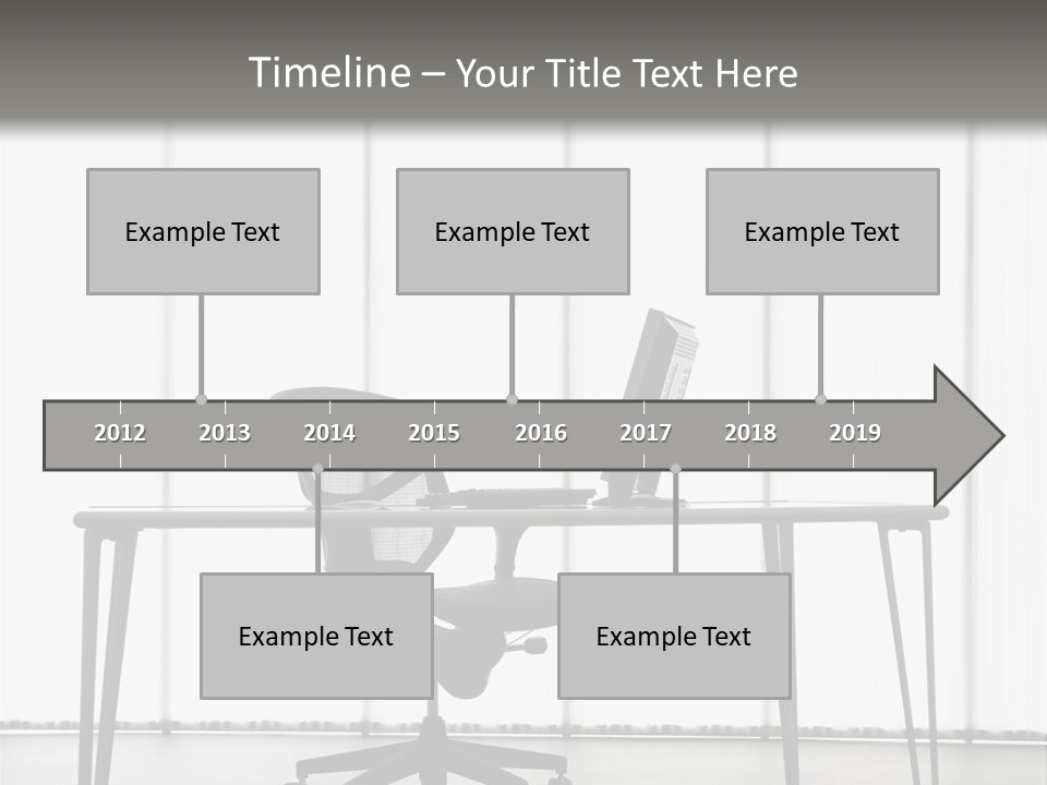 Still Life Shot Of Computer Monitor And Keyboard With Office Chair. PowerPoint Template