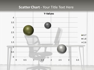 Still Life Shot Of Computer Monitor And Keyboard With Office Chair. PowerPoint Template