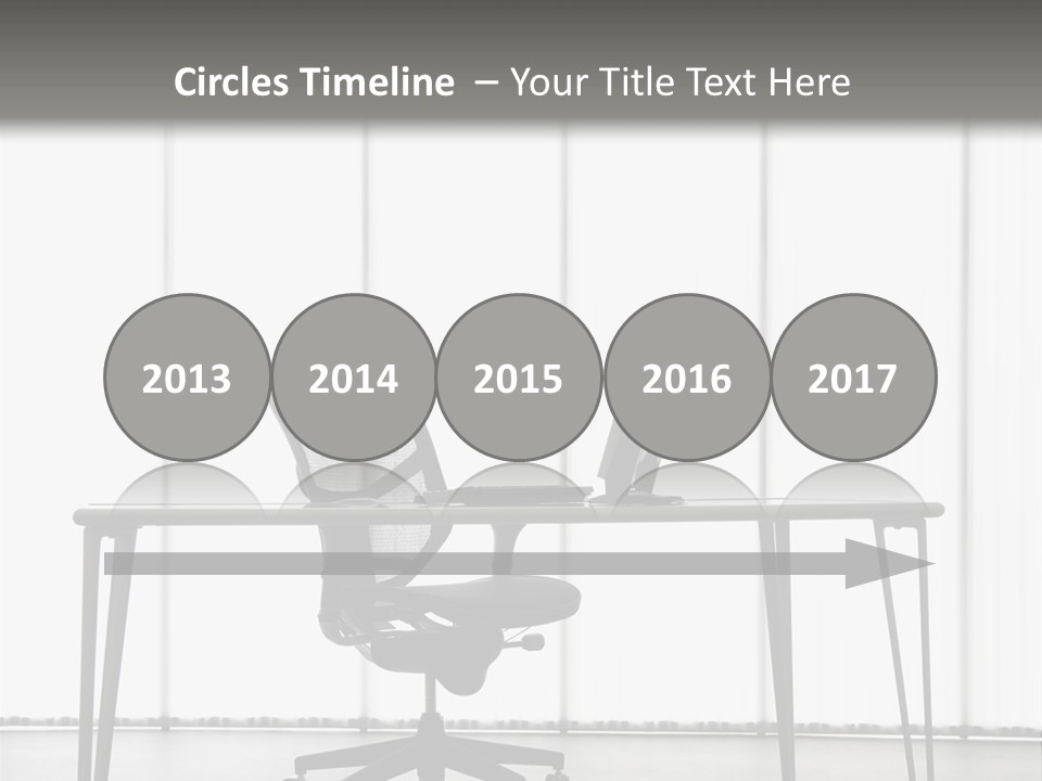 Still Life Shot Of Computer Monitor And Keyboard With Office Chair. PowerPoint Template