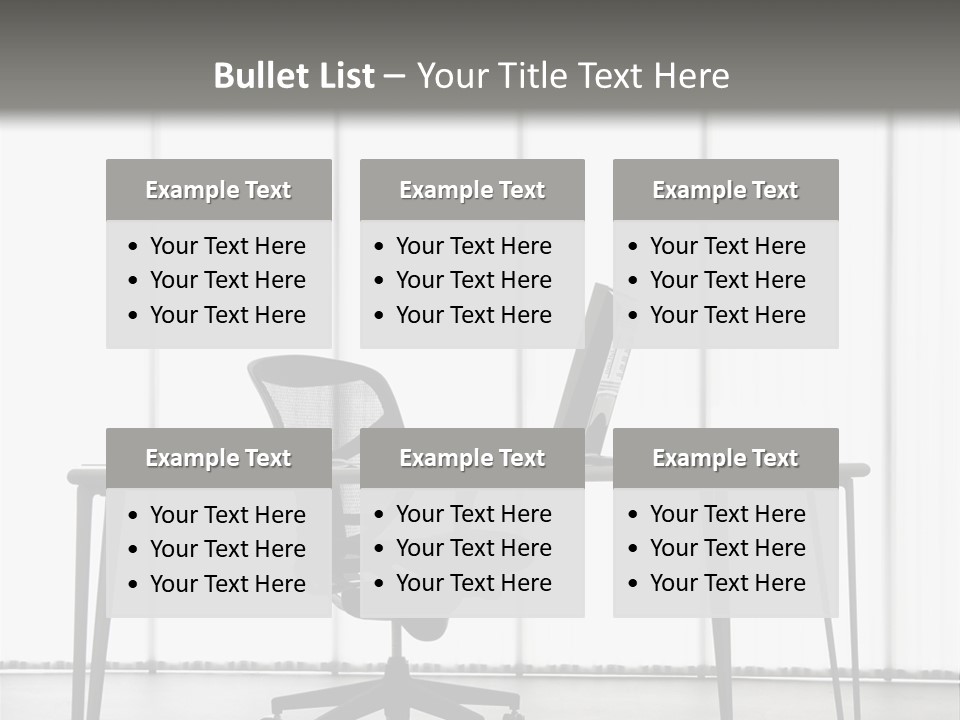 Still Life Shot Of Computer Monitor And Keyboard With Office Chair. PowerPoint Template