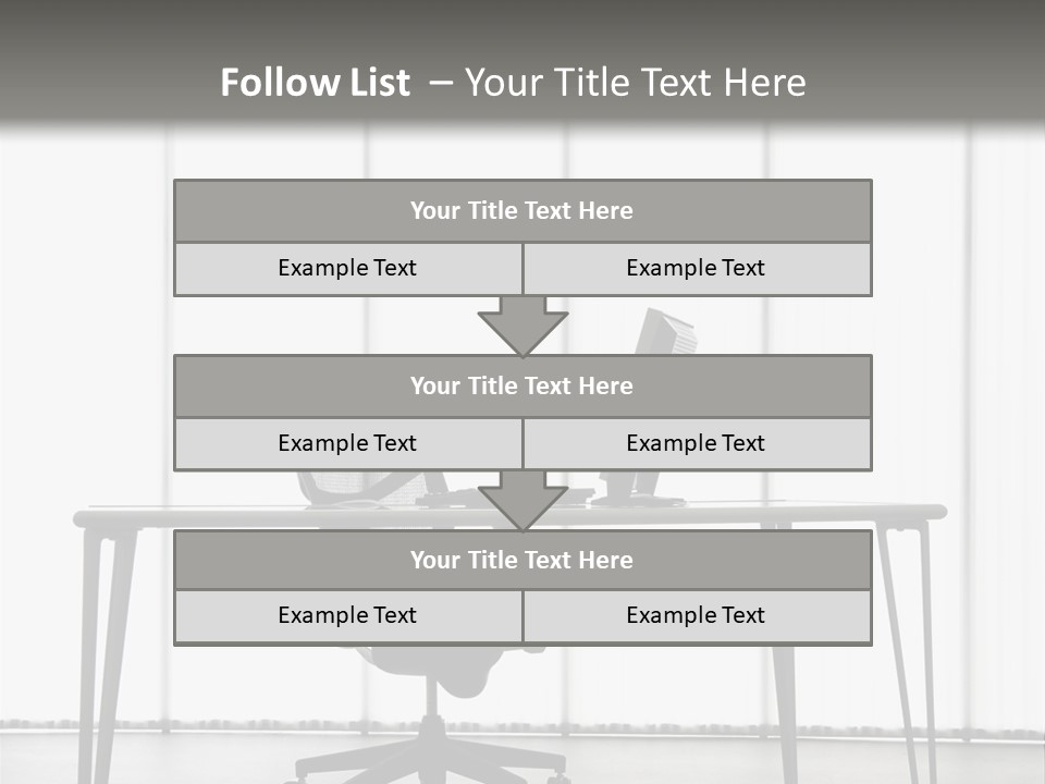 Still Life Shot Of Computer Monitor And Keyboard With Office Chair. PowerPoint Template