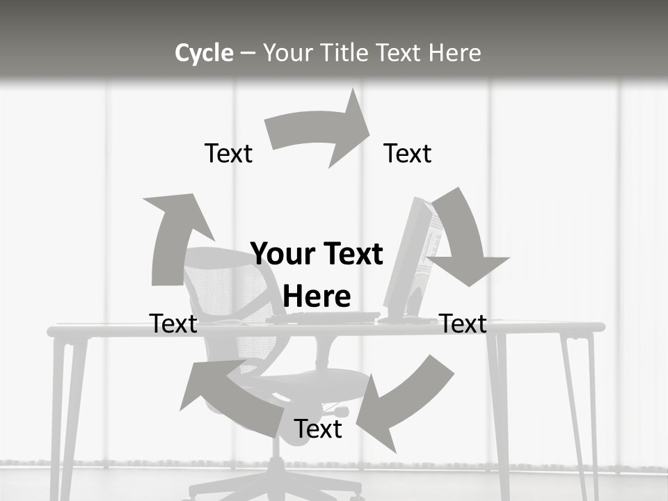 Still Life Shot Of Computer Monitor And Keyboard With Office Chair. PowerPoint Template