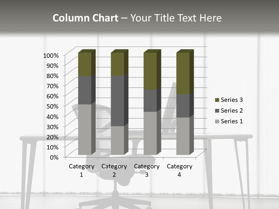 Still Life Shot Of Computer Monitor And Keyboard With Office Chair. PowerPoint Template