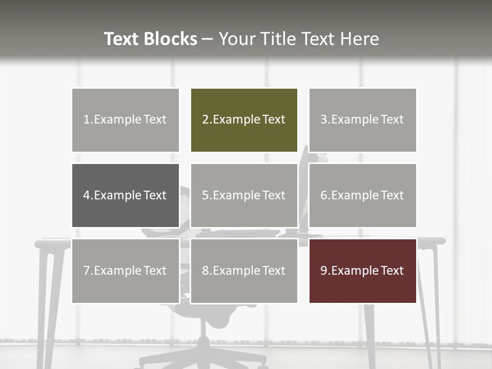 Still Life Shot Of Computer Monitor And Keyboard With Office Chair. PowerPoint Template