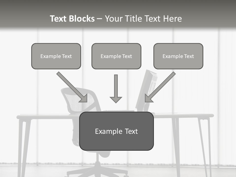 Still Life Shot Of Computer Monitor And Keyboard With Office Chair. PowerPoint Template
