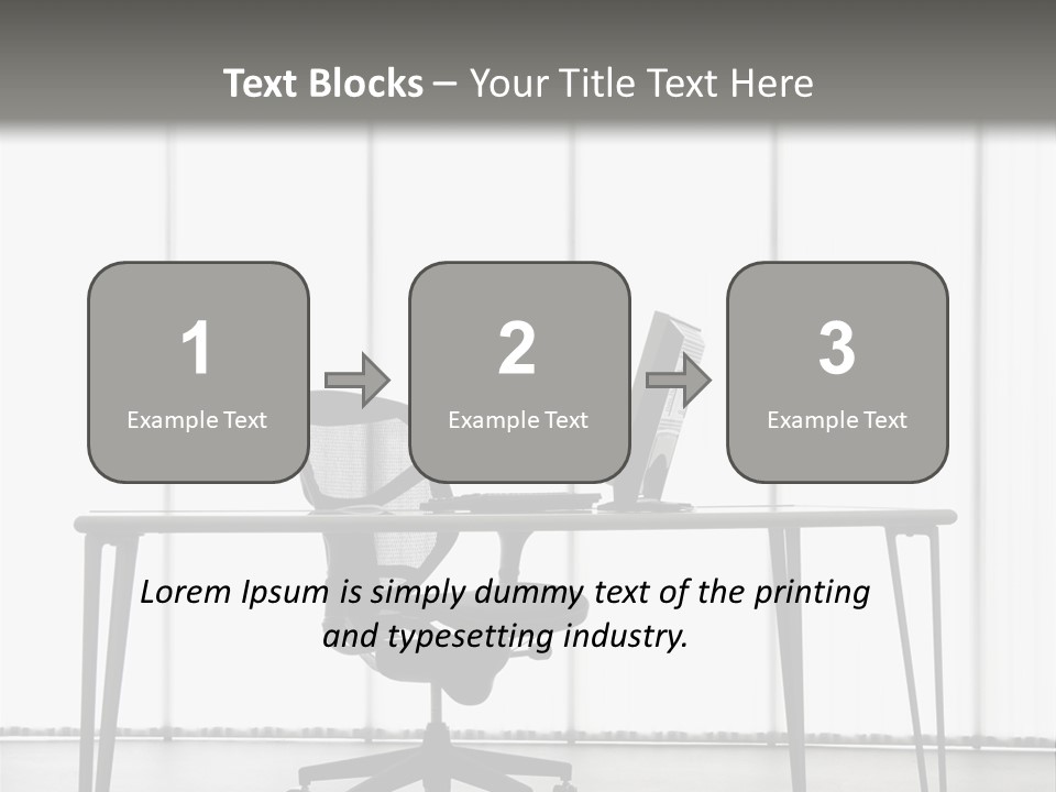 Still Life Shot Of Computer Monitor And Keyboard With Office Chair. PowerPoint Template
