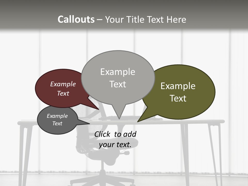 Still Life Shot Of Computer Monitor And Keyboard With Office Chair. PowerPoint Template
