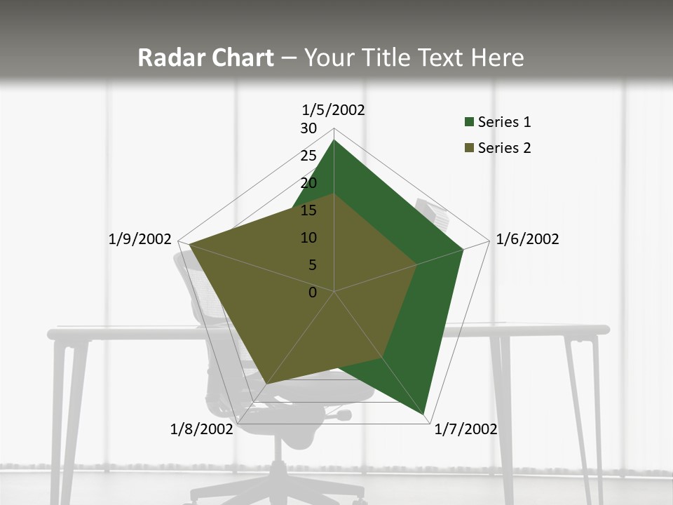 Still Life Shot Of Computer Monitor And Keyboard With Office Chair. PowerPoint Template