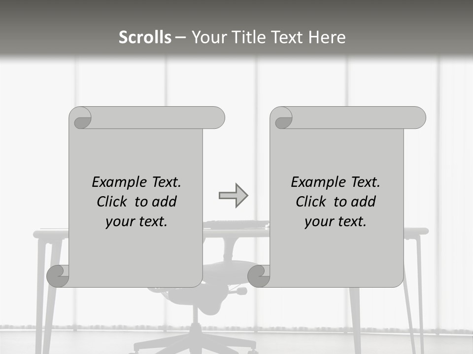 Still Life Shot Of Computer Monitor And Keyboard With Office Chair. PowerPoint Template