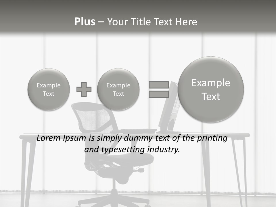 Still Life Shot Of Computer Monitor And Keyboard With Office Chair. PowerPoint Template