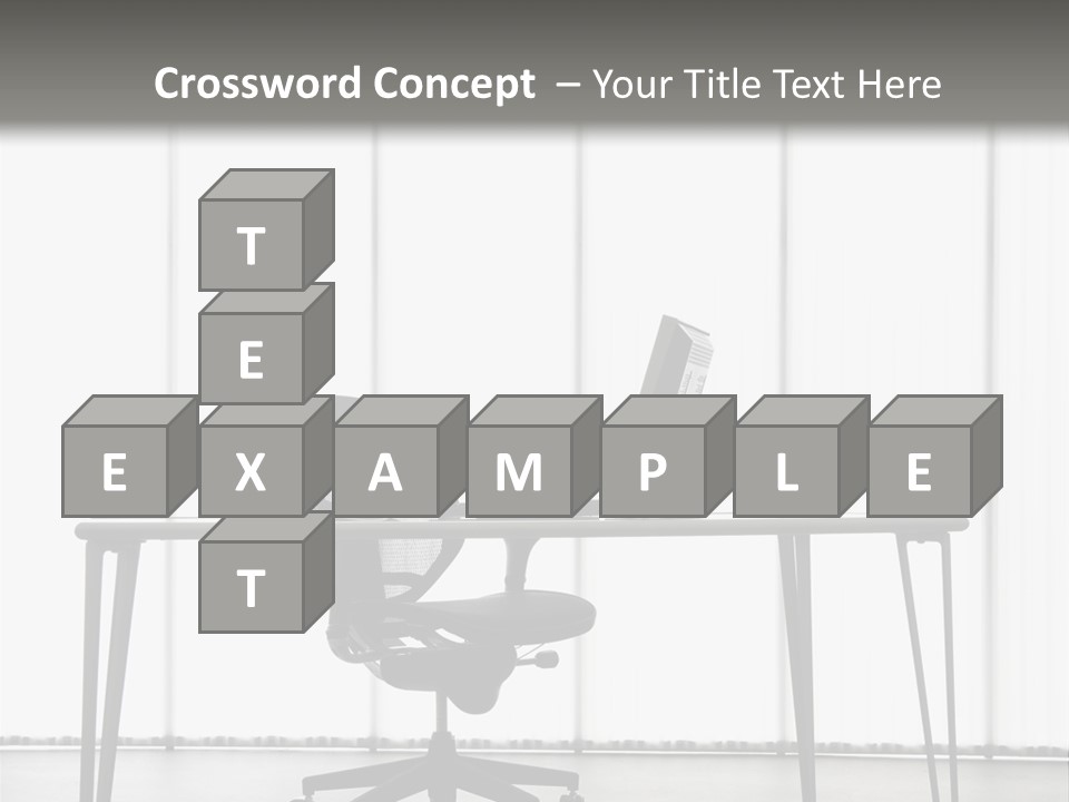 Still Life Shot Of Computer Monitor And Keyboard With Office Chair. PowerPoint Template