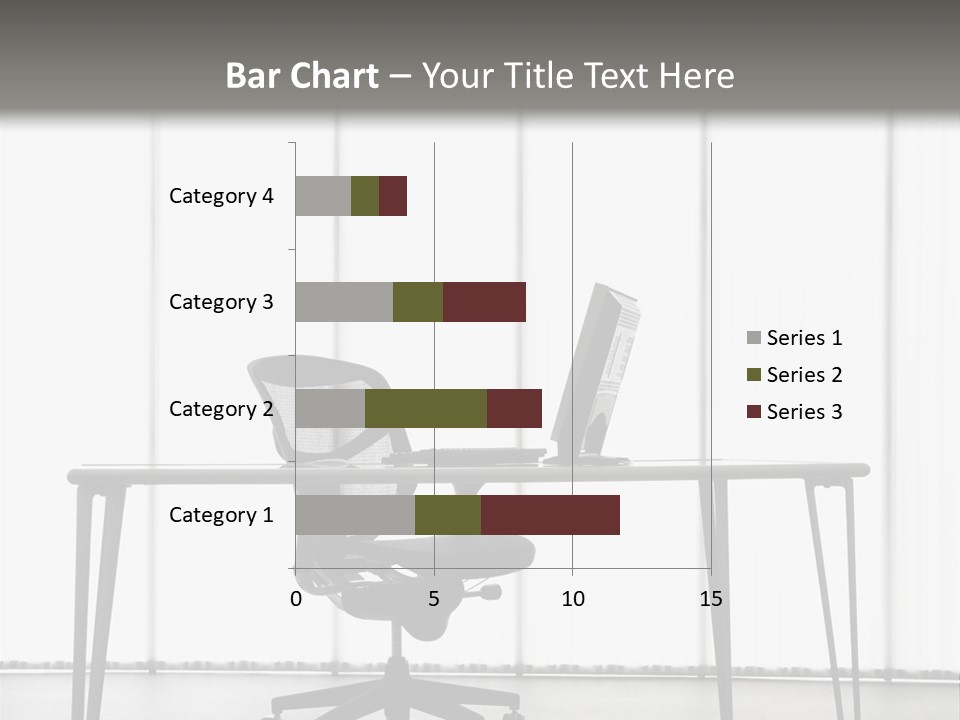 Still Life Shot Of Computer Monitor And Keyboard With Office Chair. PowerPoint Template