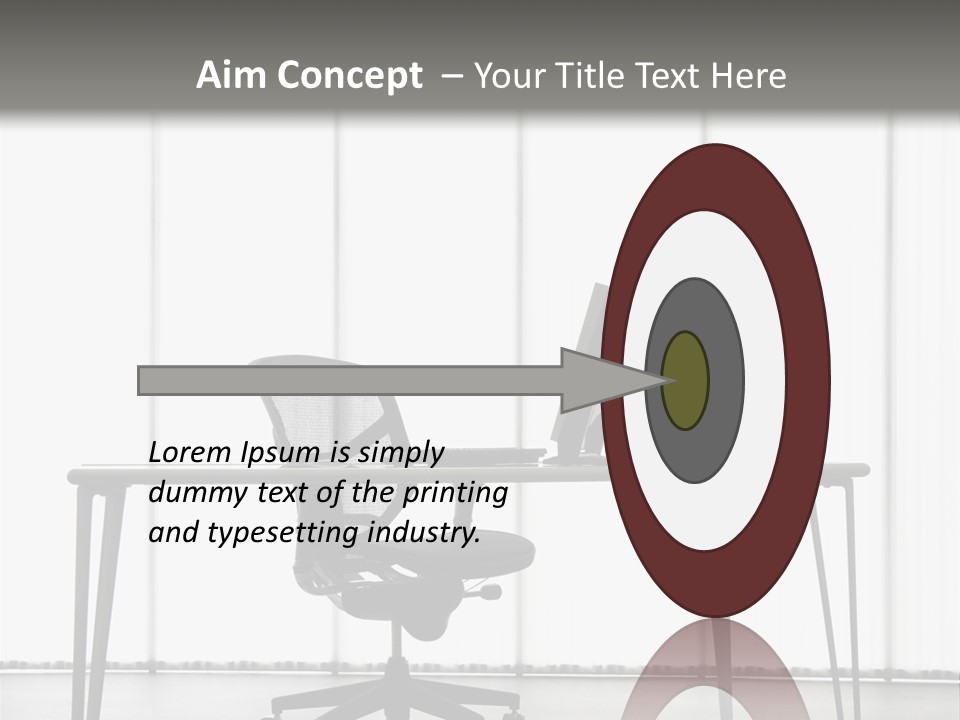 Still Life Shot Of Computer Monitor And Keyboard With Office Chair. PowerPoint Template