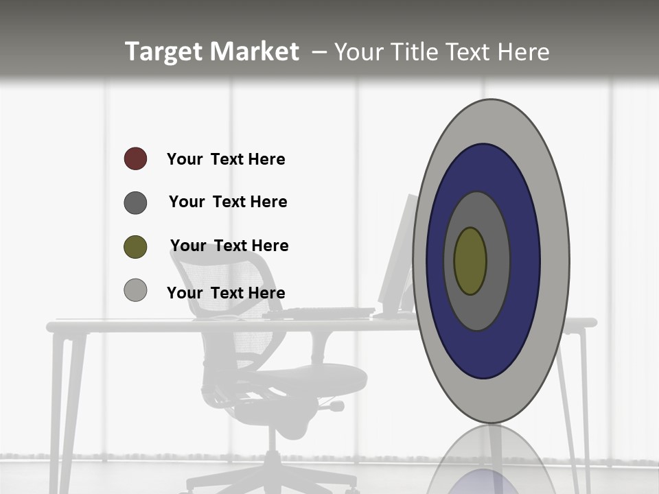 Still Life Shot Of Computer Monitor And Keyboard With Office Chair. PowerPoint Template