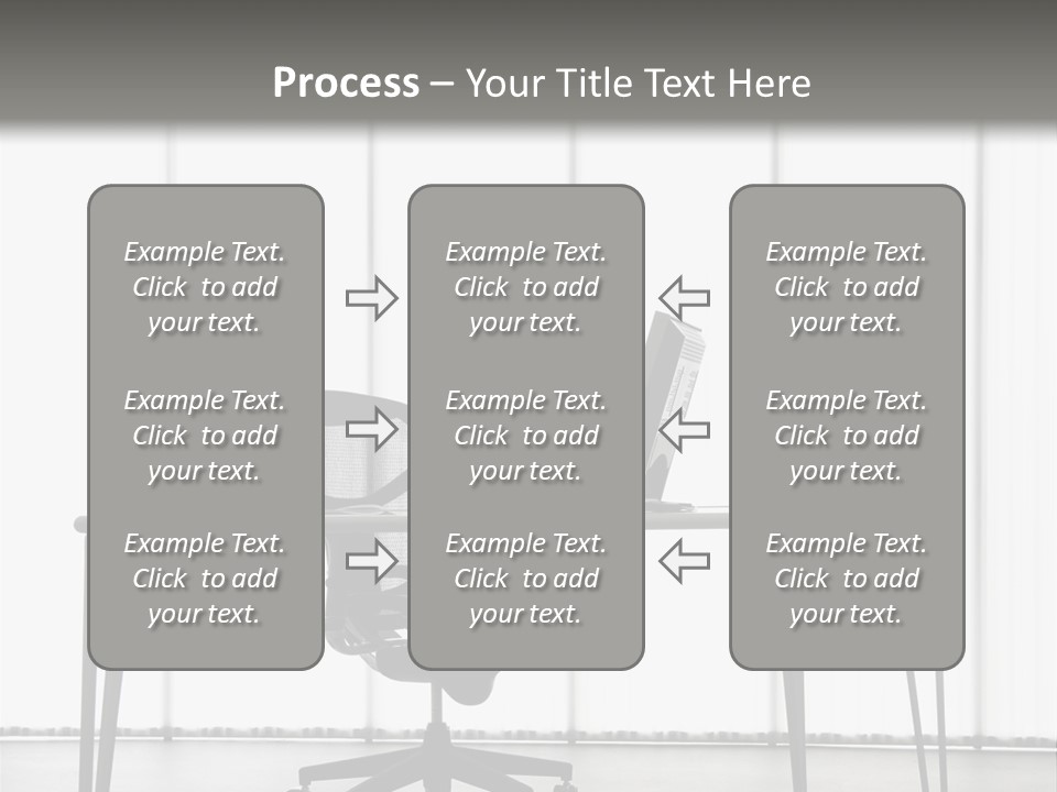 Still Life Shot Of Computer Monitor And Keyboard With Office Chair. PowerPoint Template