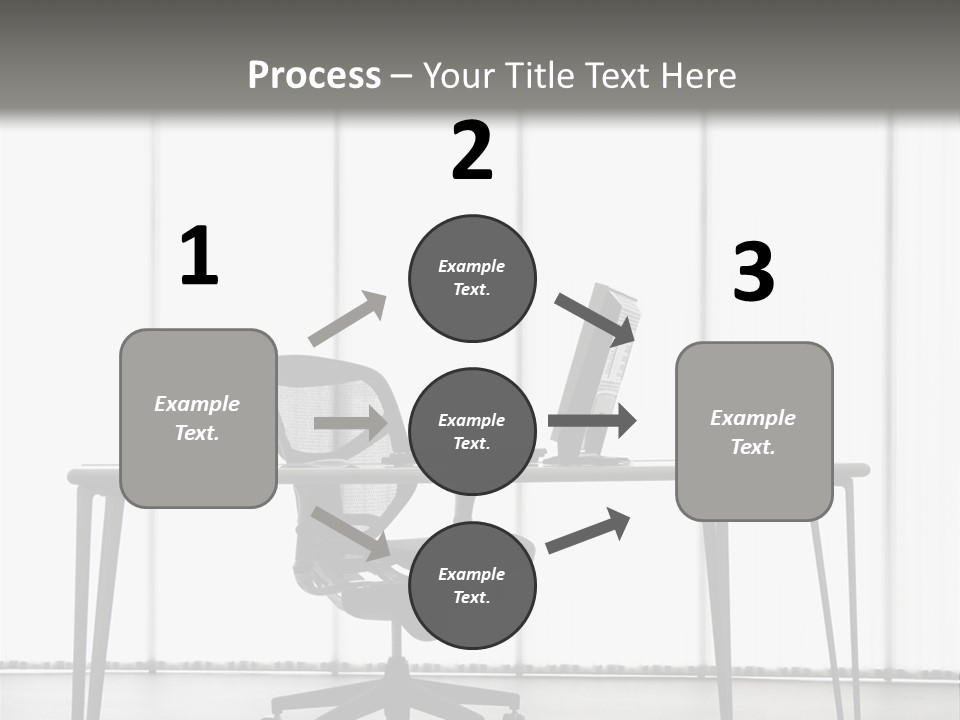 Still Life Shot Of Computer Monitor And Keyboard With Office Chair. PowerPoint Template