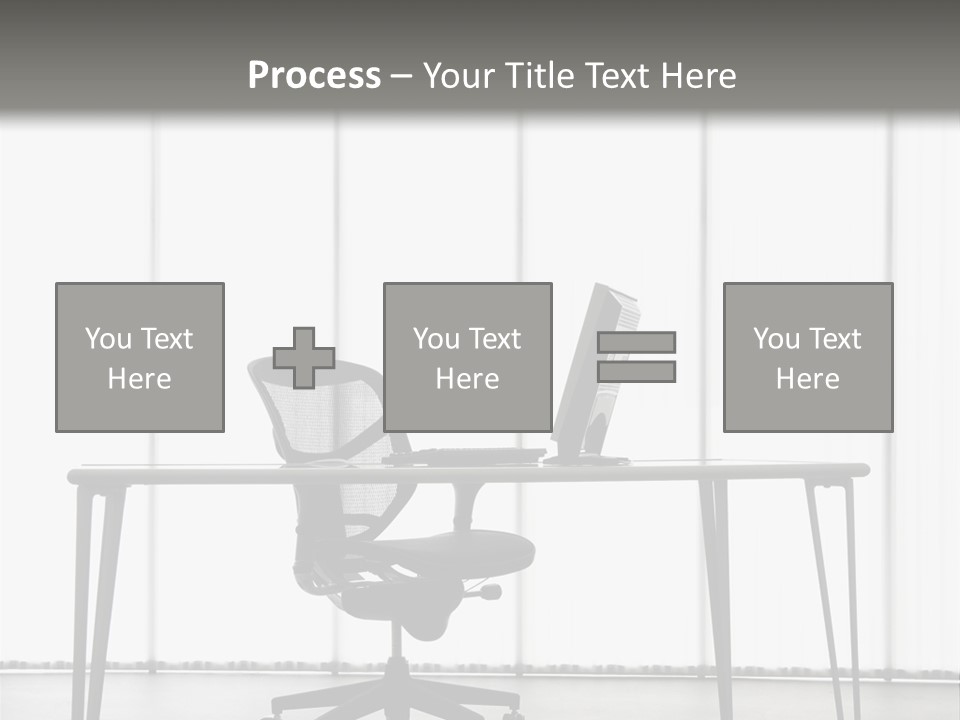 Still Life Shot Of Computer Monitor And Keyboard With Office Chair. PowerPoint Template