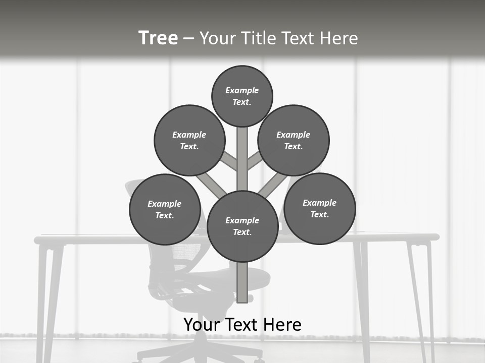 Still Life Shot Of Computer Monitor And Keyboard With Office Chair. PowerPoint Template