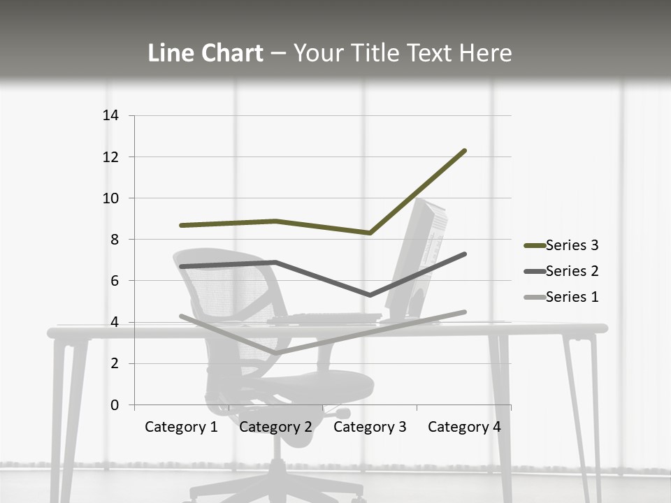 Still Life Shot Of Computer Monitor And Keyboard With Office Chair. PowerPoint Template