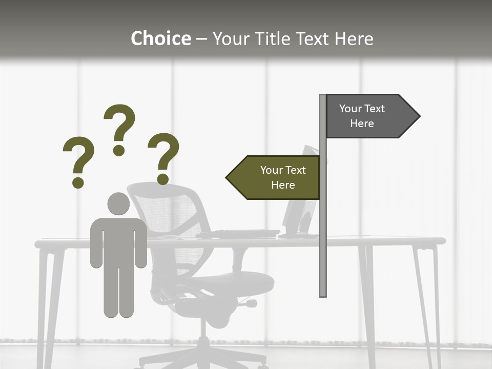 Still Life Shot Of Computer Monitor And Keyboard With Office Chair. PowerPoint Template