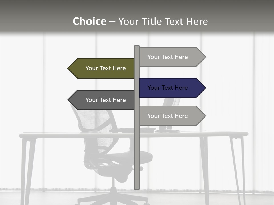 Still Life Shot Of Computer Monitor And Keyboard With Office Chair. PowerPoint Template