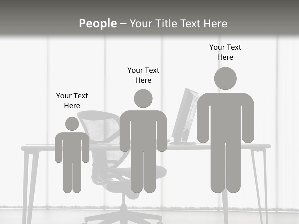 Still Life Shot Of Computer Monitor And Keyboard With Office Chair. PowerPoint Template