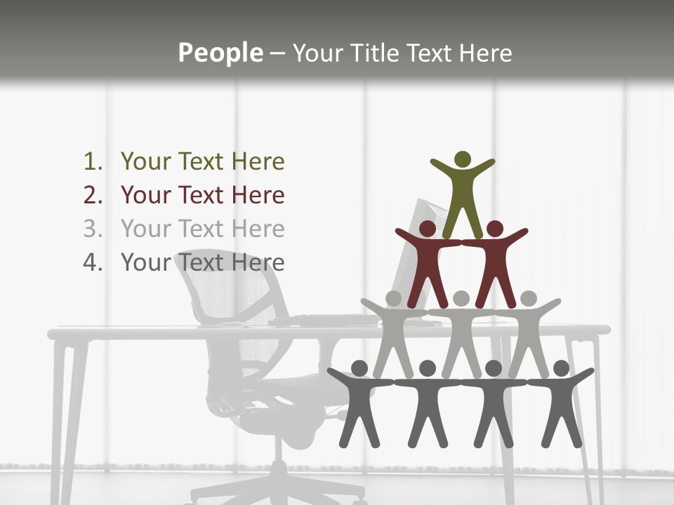 Still Life Shot Of Computer Monitor And Keyboard With Office Chair. PowerPoint Template
