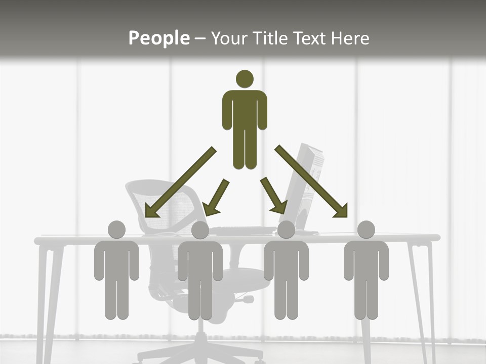 Still Life Shot Of Computer Monitor And Keyboard With Office Chair. PowerPoint Template