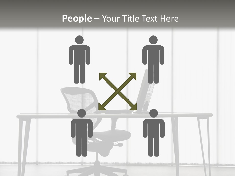 Still Life Shot Of Computer Monitor And Keyboard With Office Chair. PowerPoint Template