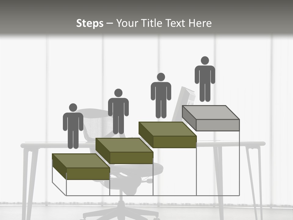Still Life Shot Of Computer Monitor And Keyboard With Office Chair. PowerPoint Template