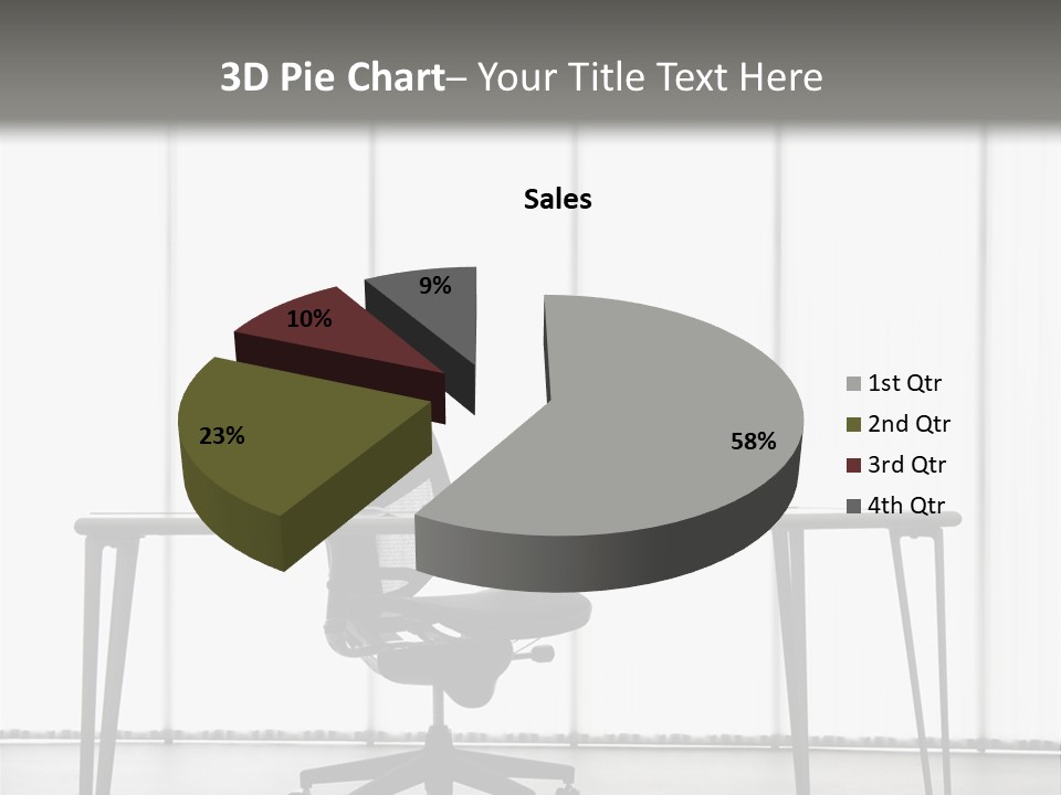 Still Life Shot Of Computer Monitor And Keyboard With Office Chair. PowerPoint Template