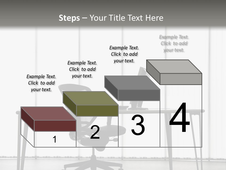 Still Life Shot Of Computer Monitor And Keyboard With Office Chair. PowerPoint Template